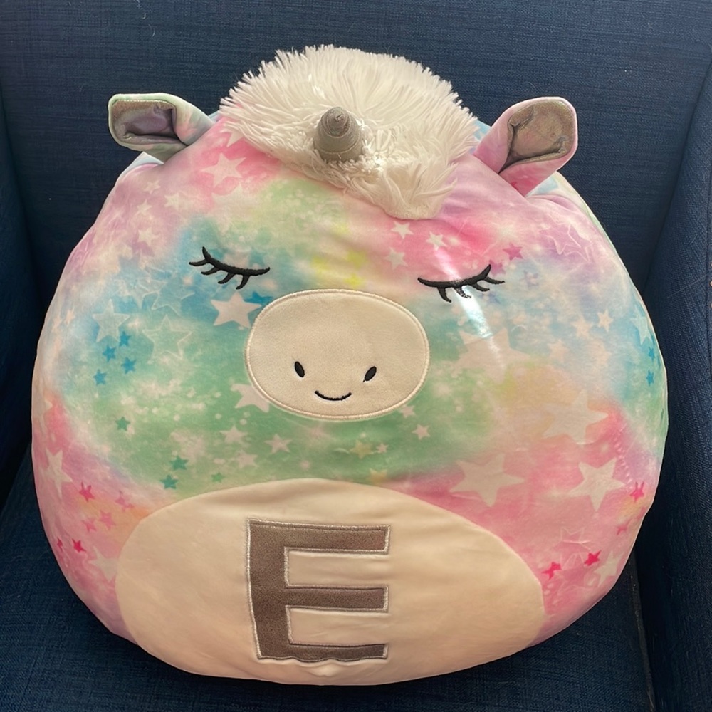 Rainbow Unicorn Squishmallow Official Kellytoy Plush 14” (Letter E)